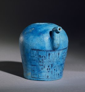 Libation Alus kaiverrettu Amunin, Amenemopeen ja Shawabtin papille haudasta 148, Thebes, Uusi kuningaskunta, n. 1193-1080 eKr. lasitettu fajanssikeramiikka yksityiskohta numerosta 110408